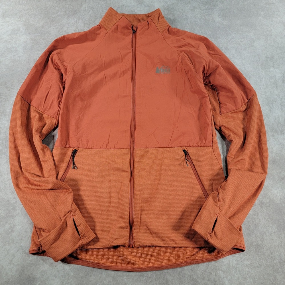 REI Co-op Womens Medium Hybrid Grid Fleece Insulated Jacket Rust Orange 192962